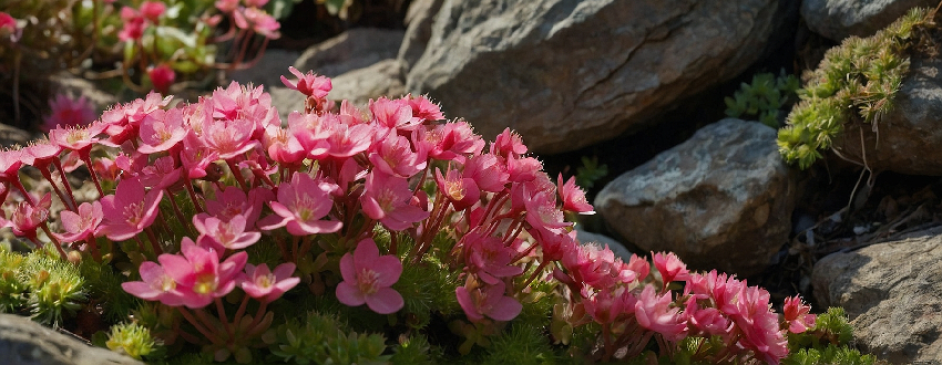 Saxifrage en fleur sur des rochers